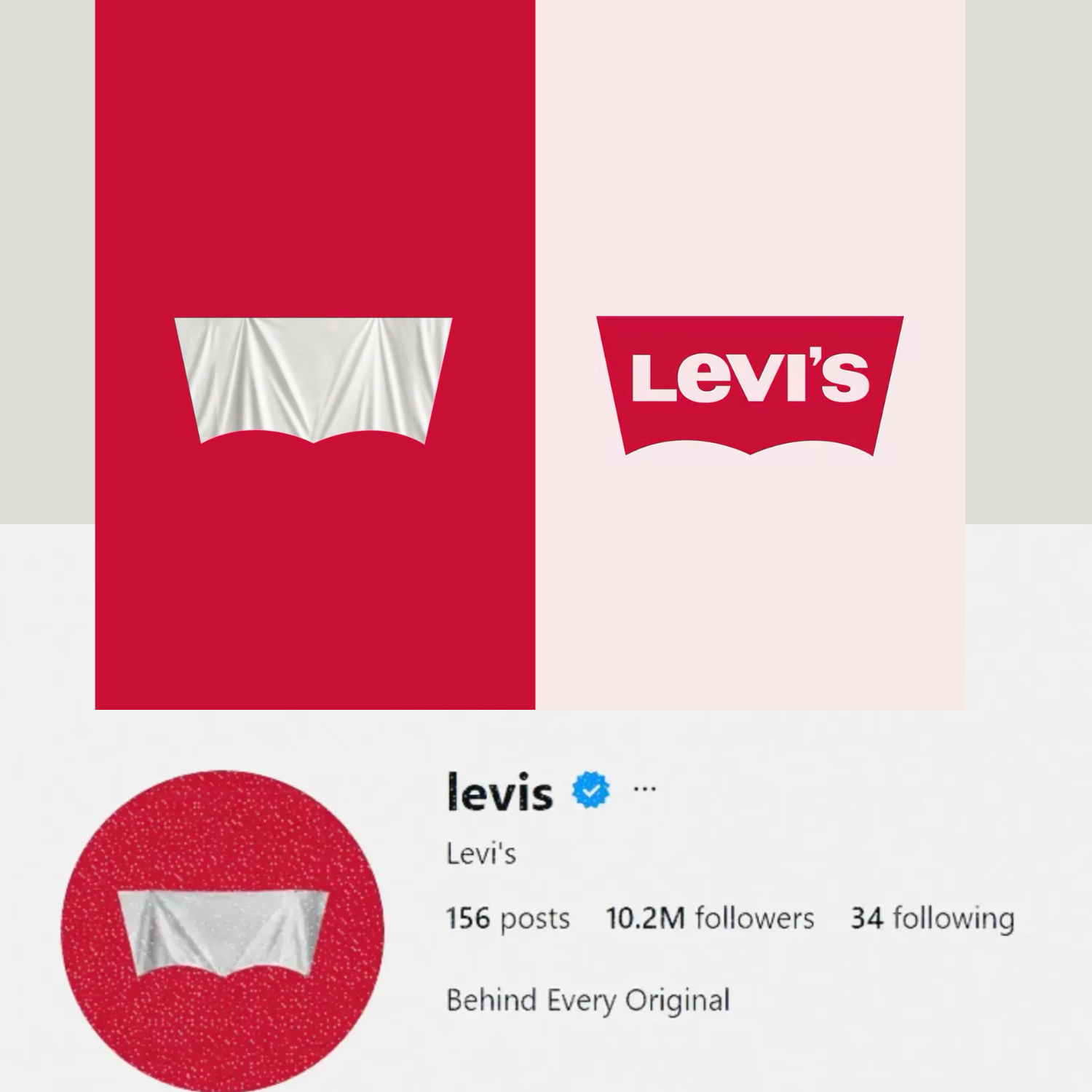 Levi's Instagram profile picture changed to covered white batwing logo during FIFA World Cup 2026