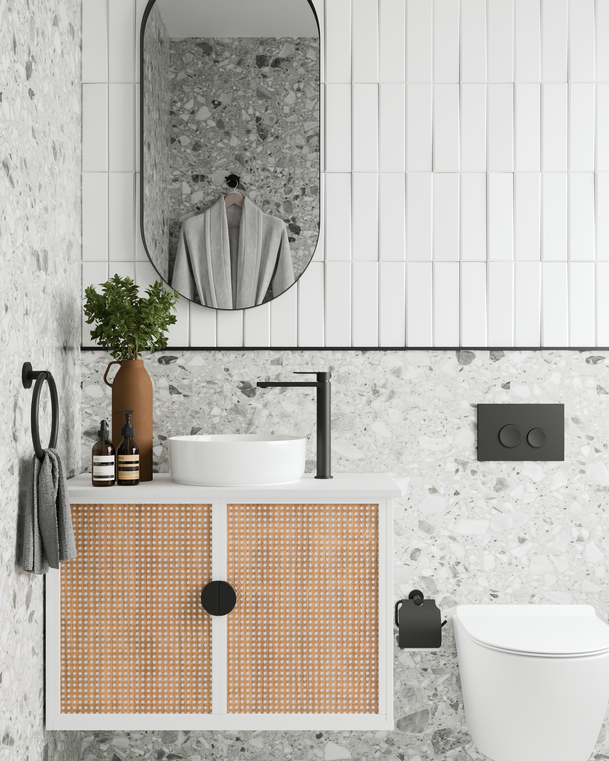 Terrazzo vanity and basin detail
