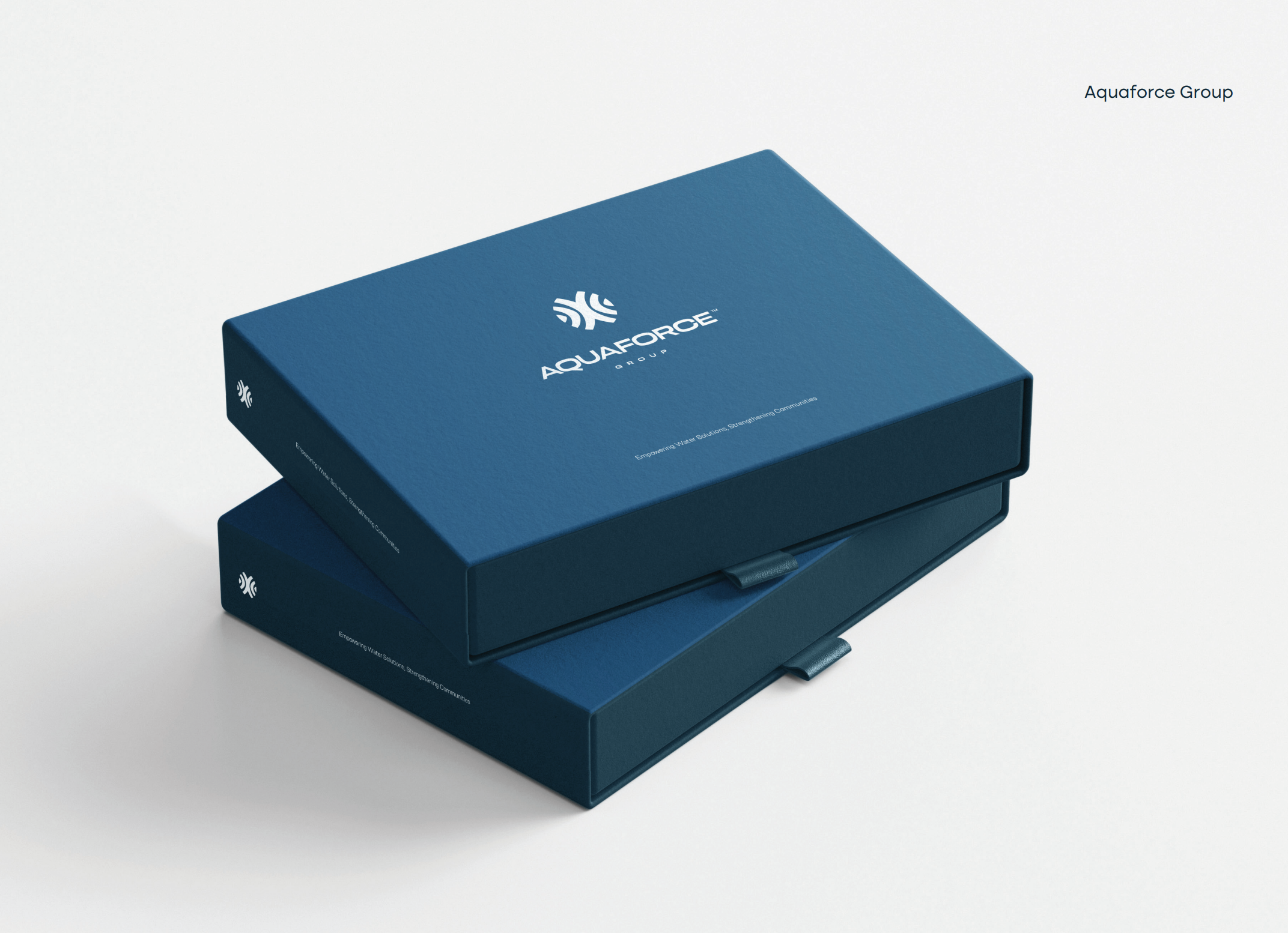 Aquaforce symbol: packaging boxes stamped with the Aquaforce Group mark